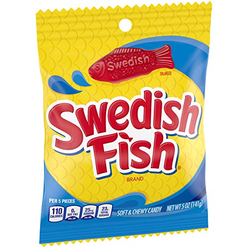 Swedish Fish Red Fish Soft &Amp; Chewy Candy, 5-Ounce Bags Pack Of 12
