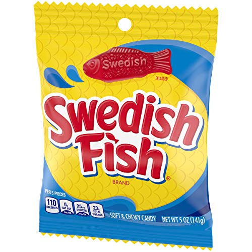 Swedish Fish Red Fish Soft &Amp; Chewy Candy, 5-Ounce Bags Pack Of 12