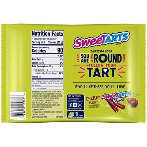 New Sweetarts Sour Apple Soft &Amp; Chewy Ropes Net Wt 3.5 Oz 4
