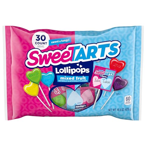 SweeTARTS Valentines Day Heart Pops 30ct .56oz lollipops