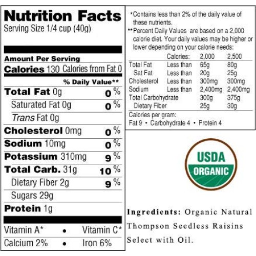 Sweetgourmet Organic Sun-Dried Thompson Raisins | 2 Pounds