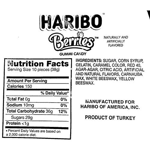 Haribo Black And Red Raspberry Gummi | Agar-Agar | Berry Gummy C