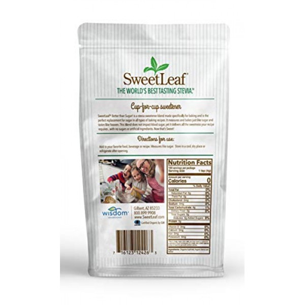 SweetLeaf Organic Better Than Sugar! Stevia Blend for Baking Gra...
