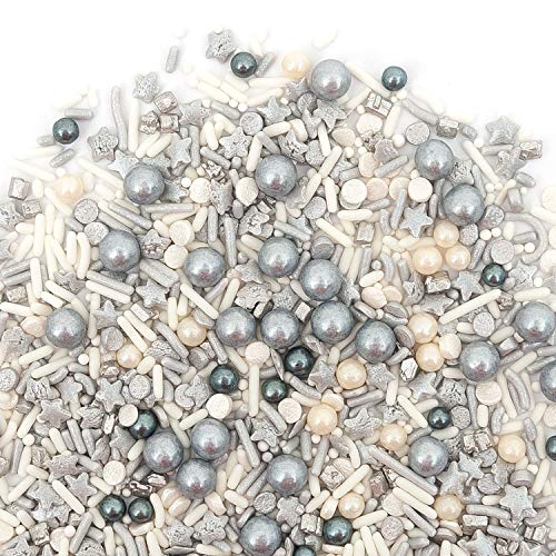 Sprinkles, Platinum Sprinklefetti 8Oz, White Silver Stars, Sprin