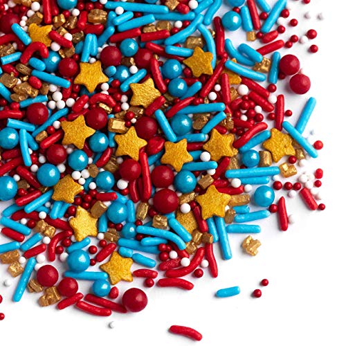 Sweets Indeed Sprinklefetti Marvelous - Red, Blue, Gold Stars -
