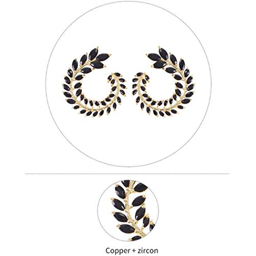 Tree Leaf Delicate Zircon Earrings For Women Jewelry Black