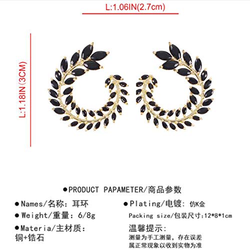 Tree Leaf Delicate Zircon Earrings For Women Jewelry Black