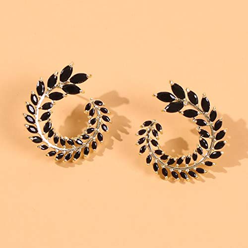 Tree Leaf Delicate Zircon Earrings For Women Jewelry Black