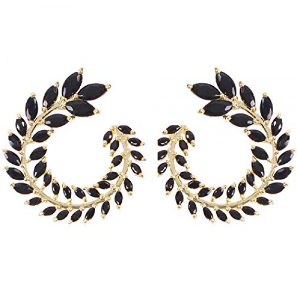 Tree Leaf Delicate Zircon Earrings for Women Jewelry Black