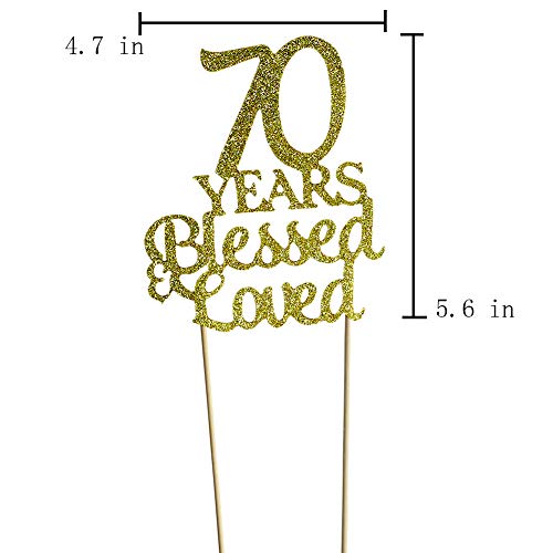 70 Years Blessed &Amp; Loved Cake Topper For 70Th Birthday, Wedding
