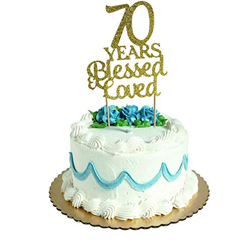 70 Years Blessed &Amp; Loved Cake Topper For 70Th Birthday, Wedding