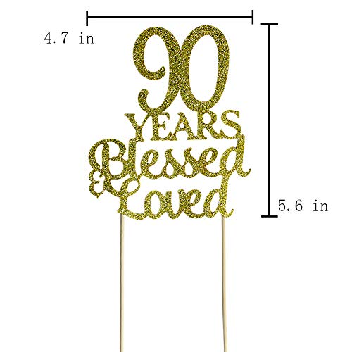90 Years Blessed &Amp; Loved Cake Topper For 90Th Birthday, Wedding