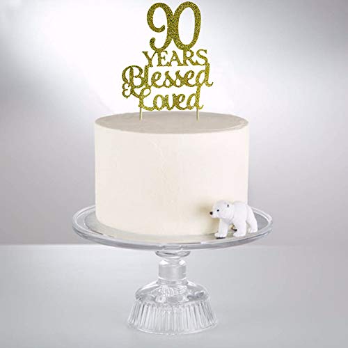90 Years Blessed &Amp; Loved Cake Topper For 90Th Birthday, Wedding