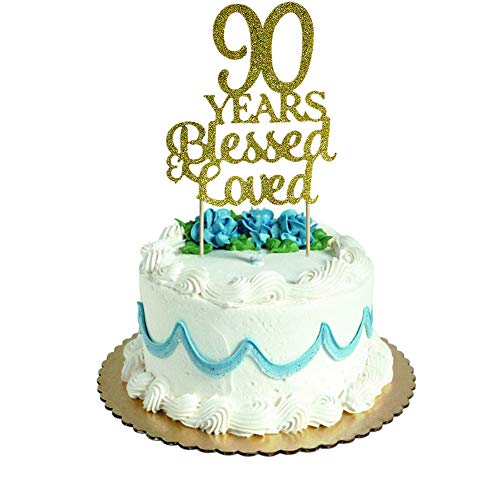 90 Years Blessed &Amp; Loved Cake Topper For 90Th Birthday, Wedding