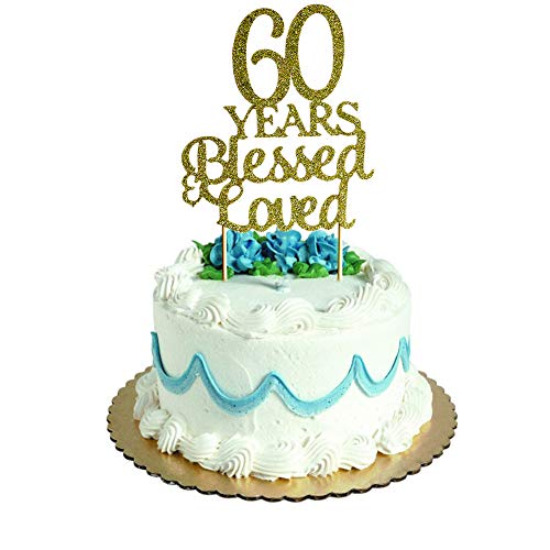 Sweettala 60 Years Blessed &Amp; Loved Cake Topper For 60Th Birthday