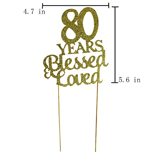Sweettala 80 Years Blessed &Amp; Loved Cake Topper For 80Th Birthday