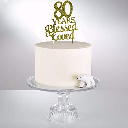 Sweettala 80 Years Blessed &Amp; Loved Cake Topper For 80Th Birthday