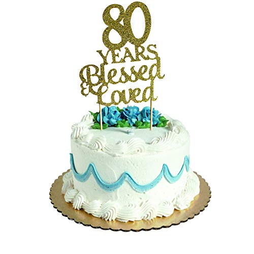 Sweettala 80 Years Blessed &Amp; Loved Cake Topper For 80Th Birthday