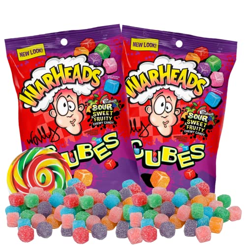Warheads Chewy Cubes Sour Candy, Assorted Fruit Flavored Chews,