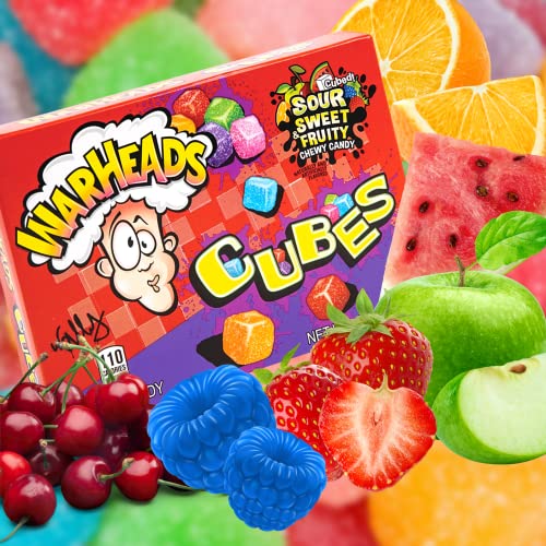 Warheads Chewy Cubes Sour Candy Theater Boxes, Assorted Fruit Fl