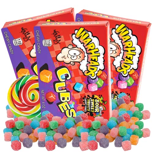 Warheads Chewy Cubes Sour Candy Theater Boxes, Assorted Fruit Fl