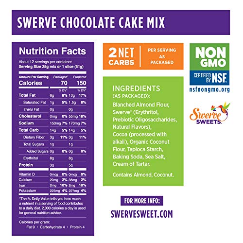 Swerve Sweets, Chocolate Cake Mix, 10.6 Ounces Pack Of 2