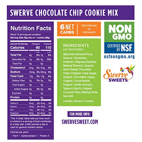 Swerve Sweets, Chocolate Chip Cookie Mix, 9.3 Oz