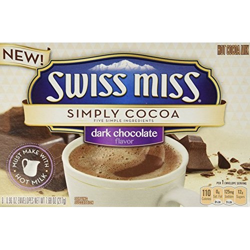 Swiss Miss, Simply Cocoa, Dark Chocolate, Hot Cocoa Mix, 8 Count