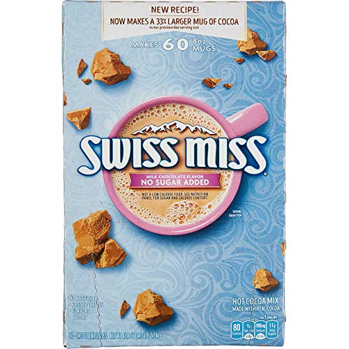 Swiss Miss No Sugar Added Hot Cocoa Mix, Milk Chocolate, 60 Coun