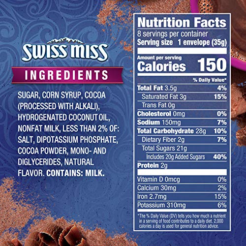 Swiss Miss Indulgent Collection Dark Chocolate Hot Cocoa Mix, 8-