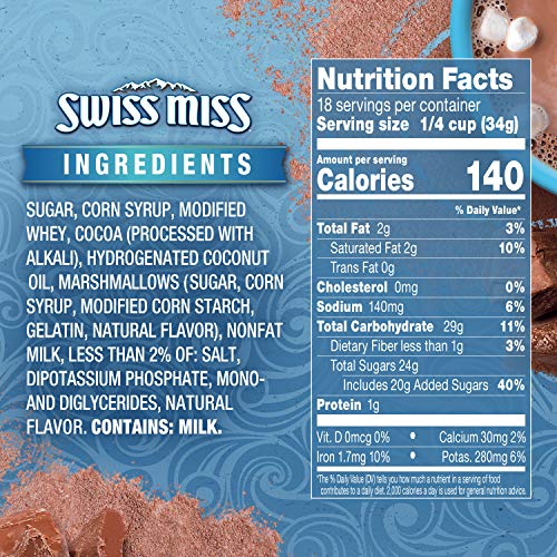 Swiss Miss Marshmallow Hot Cocoa Mix Canister, 21.59 Oz. Pack O