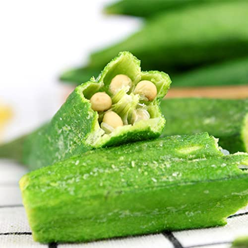 SXET 2 Packs Okra Chips Snacks, Freeze Dried Okra Crisps, Dehydr...