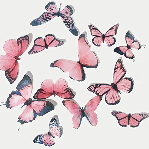 Pink Butterfly Edible Cake Cupcake Decorations 36X 1.77 Inch, Bu