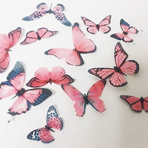 Pink Butterfly Edible Cake Cupcake Decorations 36X 1.77 Inch, Bu