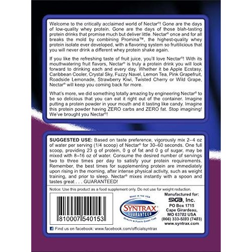 Syntrax Nectar Whey Protein Isolate, Wild Grape, 2 Pound