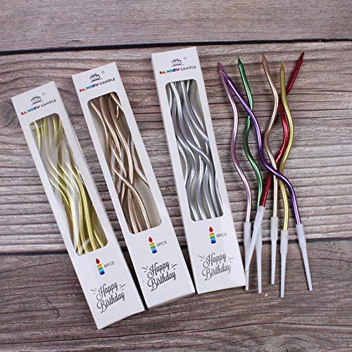 Twisty Birthday Candles Set,Metallic Colorful Curly Coil Candles