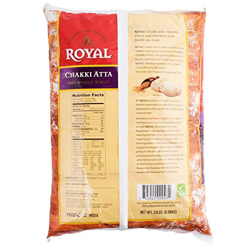 Royal Chakki Atta 100% Whole Wheat Flour - 20 Lb. By Tabletop King