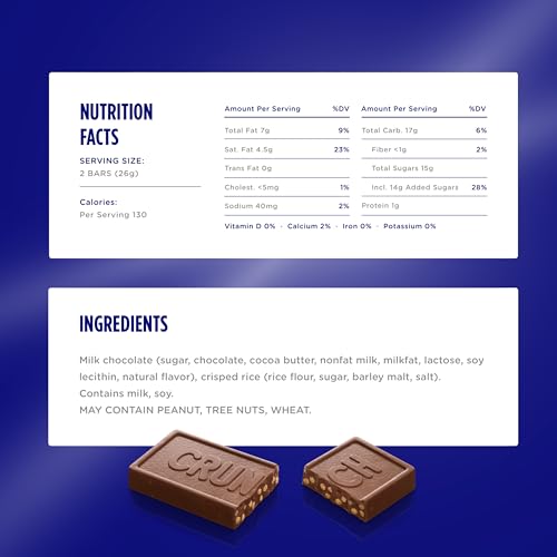 Bulk Pack Crunch Chocolate Bar Fun Size | 2 Pounds 0.45 oz Bars ...