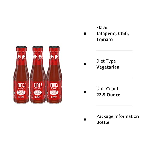 Taco Bell Fire Sauce Glass Bottle, 7.5 Oz 3-Pack Taco Bell Fire Sauce Glass Bottle, 7.5 Oz 3-Pack