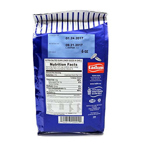 Tadim Sunflower Seeds 170 Gr / 6 Oz Extra Salted, Single Pack Tadim Sunflower Seeds 170 Gr / 6 Oz Extra Salted, Single Pack