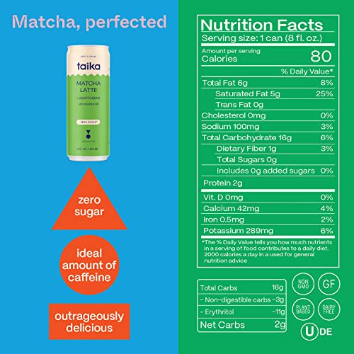 Taika Matcha Latte - Ready to Drink Hot & Cold Brew Matcha Latte...