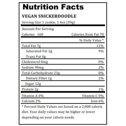 Tailormade Foods Fresh Baked Vegan Cookies Vegan Snickerdoodle,