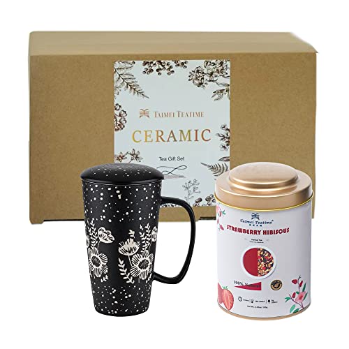 Taimei Teatime Tea Gift Set, 17Oz Ceramic Tea Cup With Infuser A