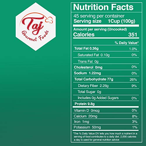 Taj Deluxe White Basmati Rice, Extra Long Grain, 5-Pounds | Rese