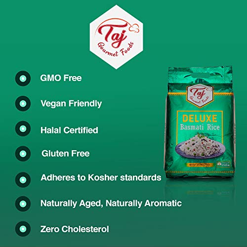 Taj Deluxe White Basmati Rice, Extra Long Grain, 5-Pounds | Rese