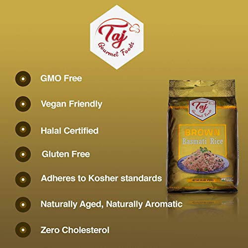 Taj Gourmet Brown Basmati Rice, Naturally Aged, 5-Pounds Reseal