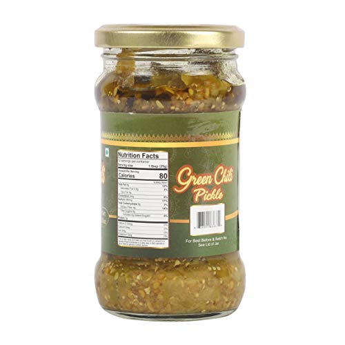 Taj Gourmet Green Chilli Pickle, Chile Pickle, 300G 10.5Oz