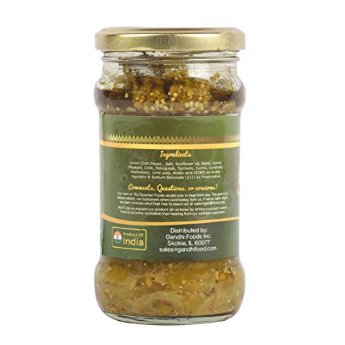 Taj Gourmet Green Chilli Pickle, Chile Pickle, 300G 10.5Oz