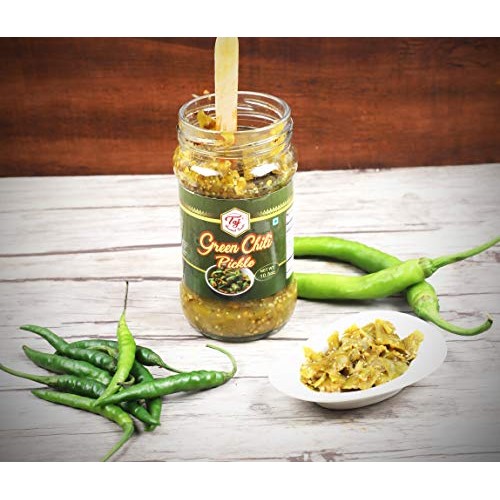 Taj Gourmet Green Chilli Pickle, Chile Pickle, 300G 10.5Oz