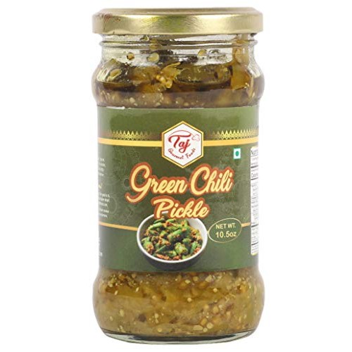 Taj Gourmet Green Chilli Pickle, Chile Pickle, 300G 10.5Oz